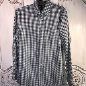 Men’s Non-Iron 100% Cotton Traditional Fit Green and White Gingham Check Shirt